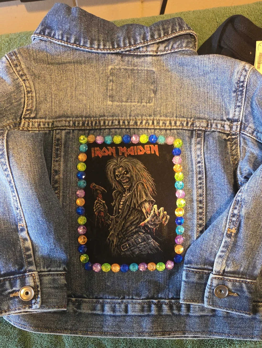 BABY Rock N Roll Custom Denim JACKET ..Iron Maiden theme ..New W TAGS